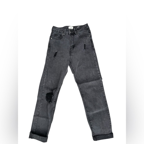 Cotton on high 90’s charcoal wash distressed denim jeans size 4 - Picture 4 of 5
